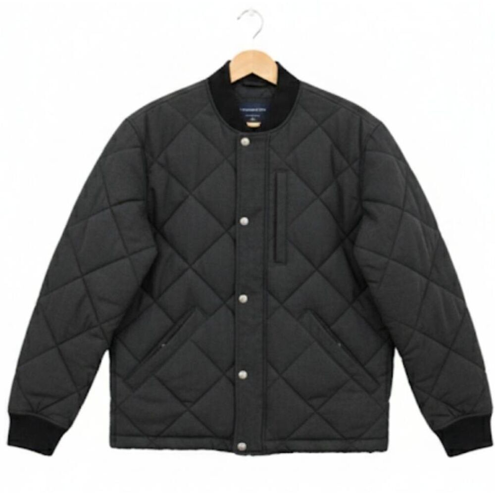 Abercrombie & Fitch mens medium quilted bomber jacket dusty black varsity